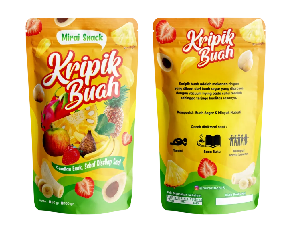 Standing pouch keripik buah