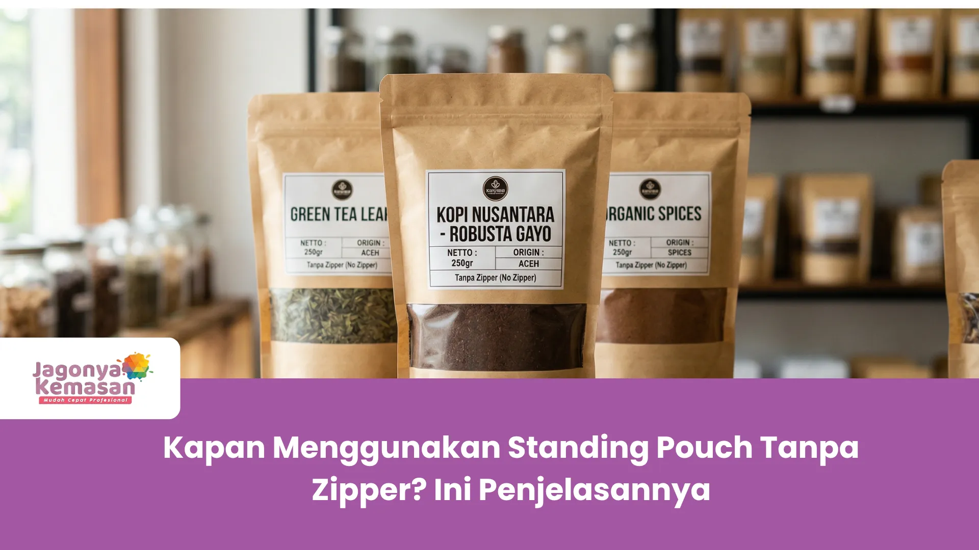 buat gambar tentang Standing Pouch Tanpa Zipper